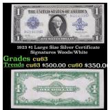 1923 $1 large size Silver Certificate Grades Selec