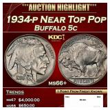 1934-p Buffalo Nickel Near Top Pop 5c ms66+ SEGS