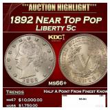 1892 Liberty Nickel Near Top Pop 5c ms66+ SEGS
