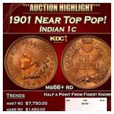 1901 Indian Cent Near Top Pop! 1c ms66+ rd SEGS