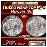 1942-d Mercury Dime Near Top Pop! 10c ms68 FSB SEG