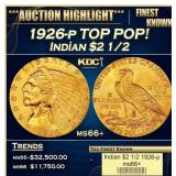 1926-p Gold Indian Quarter Eagle TOP POP! $2 1/2 m