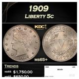1909 Liberty Nickel 5c ms65+ SEGS