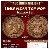 1863 Indian Cent Near Top Pop 1c ms66+ SEGS
