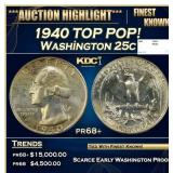 1940 Proof Washington Quarter TOP POP! 25c pr68+ S