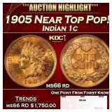 1905 Indian Cent Near Top Pop! 1c ms66 rd SEGS