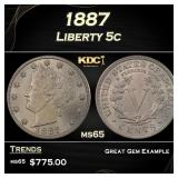 1887 Liberty Nickel 5c Grades ms65