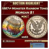 1887-p Morgan Dollar Monster Rainbow Toned $1 ms63