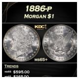 1886-p Morgan Dollar $1 Grades ms65+