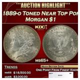 1889-o Morgan Dollar Toned Near Top Pop $1 ms65+ S
