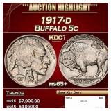 1917-d Buffalo Nickel 5c ms65+ SEGS
