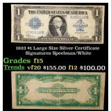 1923 $1 large size Silver Certificate Grades f+ Si