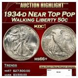 1934-d Walking Liberty Half Dollar Near Top Pop 50