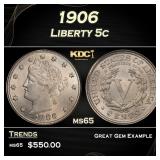 1906 Liberty Nickel 5c Grades ms65