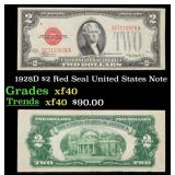 1928D $2 Red Seal United States Note Grades xf