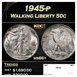1945-p Walking Liberty Half Dollar 50c ms66+ SEGS