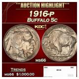 1916-p Buffalo Nickel 5c ms66 SEGS