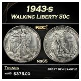 1943-s Walking Liberty Half Dollar 50c Grades ms65