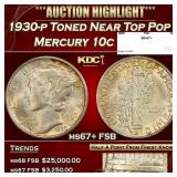 1930-p Mercury Dime Toned Near Top Pop 10c ms67+ F