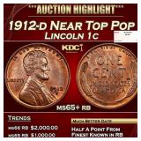 1912-d Lincoln Cent Near Top Pop 1c ms65+ rb SEGS