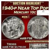 1940-p Mercury Dime Near Top Pop! 10c ms68 FSB SEG