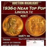 1936-d Lincoln Cent Near Top Pop 1c ms67+ rd SEGS