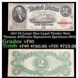 1917 $2 Large Size Legal Tender Note Thomas Jeffer