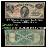 1917 $1 Large Size Legal Tender Note Grades f+ Sig