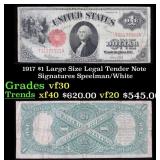 1917 $1 Large Size Legal Tender Note Grades vf++ S