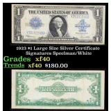 1923 $1 large size Silver Certificate Grades xf Si