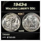 1943-s Walking Liberty Half Dollar 50c Grades ms66