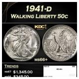 1941-d Walking Liberty Half Dollar 50c ms66+ SEGS