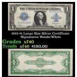 1923 $1 large size Silver Certificate Grades xf Si