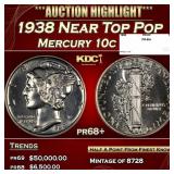 1938 Proof Mercury Dime Near Top Pop 10c pr68+ SEG