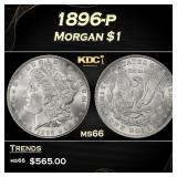 1896-p Morgan Dollar $1 Grades ms66