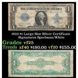 1923 $1 large size Silver Certificate Grades vf+ S