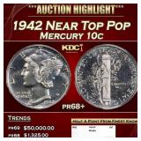 1942 Proof Mercury Dime Near Top Pop 10c pr68+ SEG