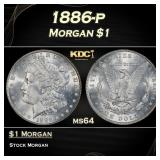 1886-p Morgan Dollar $1 Grades ms64