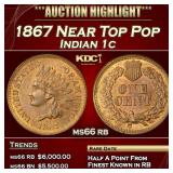 1867 Indian Cent Near Top Pop 1c ms66 rb SEGS