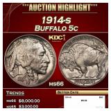 1914-s Buffalo Nickel 5c ms66 SEGS