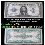 1923 $1 large size Silver Certificate Grades vf+ S