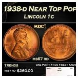 1938-d Lincoln Cent Near Top Pop 1c ms67 rd SEGS