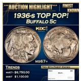 1936-s Buffalo Nickel TOP POP! 5c ms67+ SEGS