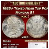 1883-p Morgan Dollar Toned Near Top Pop $1 ms67+ S
