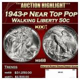 1943-p Walking Liberty Half Dollar Near Top Pop 50
