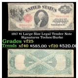 1917 $1 Large Size Legal Tender Note Grades vf+ Si