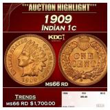 1909 Indian Cent 1c ms66 rd SEGS