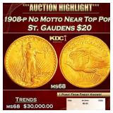 1908-p No Motto Gold St. Gaudens Double Eagle Near