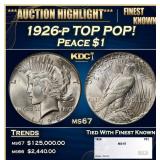 1926-p Peace Dollar TOP POP! $1 ms67 SEGS