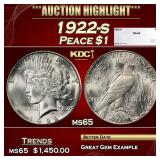 1922-s Peace Dollar $1 ms65 SEGS